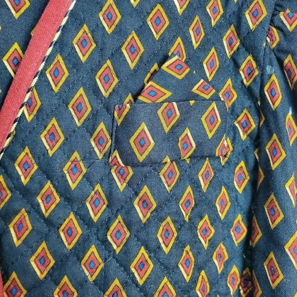 Leslie Fay Vintage 90s Quilted Geometric Black Red Career Blazer Size 10 - Picture 3 of 10